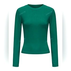 Slim Fit Long Sleeve Top Green NWOT